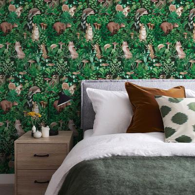 China Modern Fresh And Cute PVC Adhesive Wallpaper For Small Animals And Plants for sale