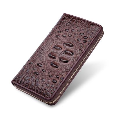 China Ladies Crocodile Design Genuine Leather Purse Clutch Zipper Wallet Women Long Wallet Fashionable Luxury Anti-theft Good Quality for sale