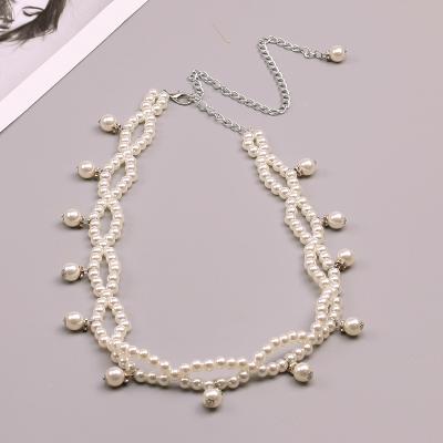 China High quality beaded belt European and American fashion female waist pearl chain belt simple pendant decorative beaded beaded belts for women for sale