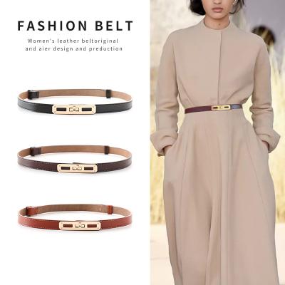 China Wholesale New Fashion Women's Korean Fashionable Slim Waist Belt Bbelt Genuine Leather Matching Thin Belts Ladies Slim Decoration Belt for sale