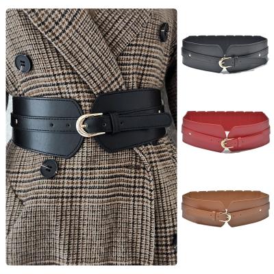 China Luxury High Quality Waist Seal Belt Ladies Elastic Wide Belt Vintage Trim Leather Wide Belts Fashion Pin Buckle Women Waist Seal Belt for sale