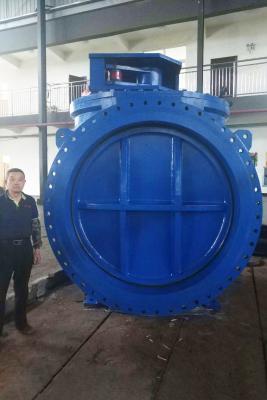 China Válvula de enchufe neumática azul de AWWA DN2000 SS304, conexión de la junta del mecánico de la válvula de enchufe eléctrico del engranaje de gusano en venta