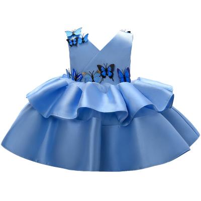 China Lovely summer viable baby fashion dresses with butterfly girls ball gown dress perform clothes kids birthday dress for sale