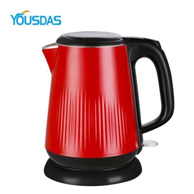 China 360 Double Layers 304 Degree Base Inner Layer Rotation Stainless Steel Red Electric Kettle for sale