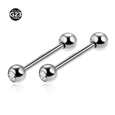 China FASHIONABLE G23 Titanium Piercings Tongue Rings Barbell Crystal Ball for sale