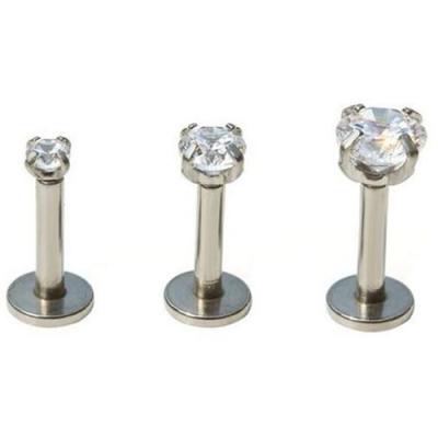 China FASHIONABLE G23 Titanium Internally Threaded Labret Round Cubic Lip Ring for sale