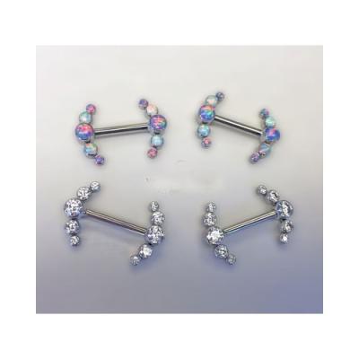 China Fashion G23 Ti Gem Cluster Nipple Barbell for sale