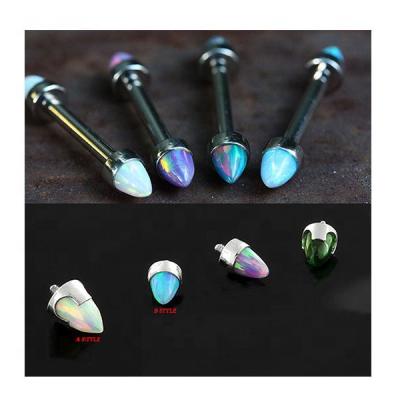 China High Quality FASHIONABLE G23 Spike Opal Uv Piercing Titanium Nipple Ring for sale