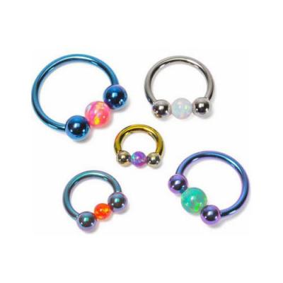 China FASHIONABLE Internal Titanium Circular 14g Barbell with Opal Captive Ball for sale