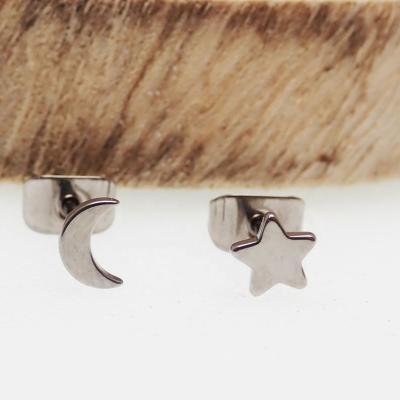 China TRENDY Titanium G23 Moon and Star Stud Earrings for sale