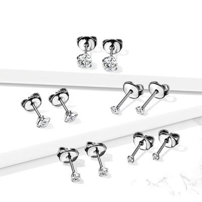 China FASHIONABLE Martini Set Titanium CZ Implant Grade Stud Earrings for sale