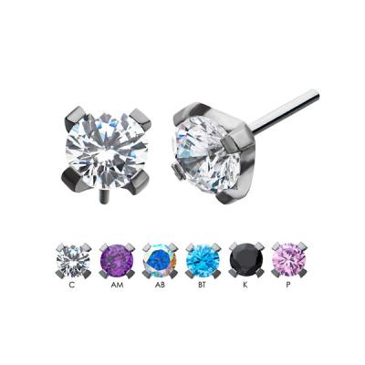 China Threadless FASHIONABLE Titanium Fork-Set Faceted Gem End for sale