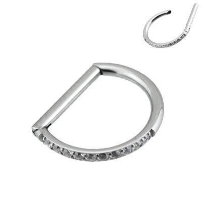 China G23 TRENDY Titanium CZ Half Ring Paved D To Form Hinged Segment Ring for sale