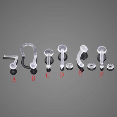 China FASHIONABLE Flexible Acrylic Clear Bio Nose Screw Stud Rings Eyebrow Cartilage Piercings Labret Retainer Bar Lip Piercings Jewelry for sale