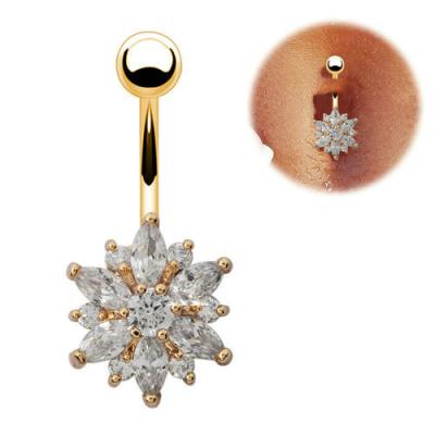 China Fashion Gold Flower Navel Ring for sale