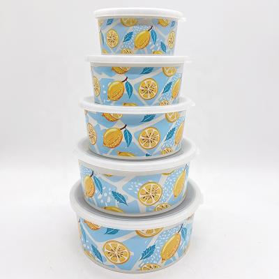 China Heatable GRS Certificated Eco Friendly RPET Lemon Pattern Storage Bowl Set Of 5 Ice Bowls for sale