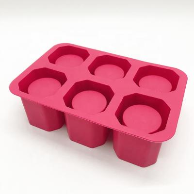 China Viable Cylindrical Cup Mold Silicone 6 Hole Round Ice Ball Silicone Ice Ball Small Round Water Block Mold for sale