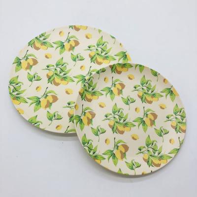 China Eco - Friendly Bamboo Fiber Lemon Dinner Plate Dishwasher Sustainable for sale