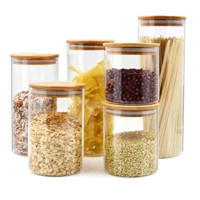 China Wholesale Eco-Friendly Microwavable Straight Sided Borosilicate Pasta Cookies Candy Glass Food Storage Jar And Containers For Amazon for sale