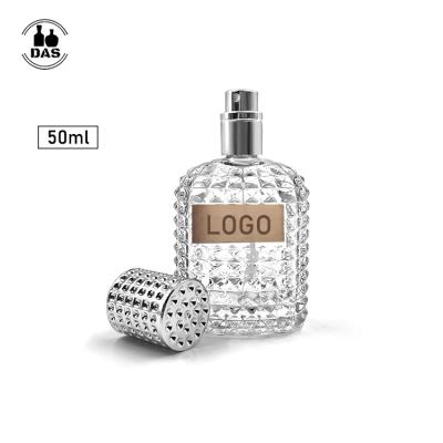 China Beautiful 50ml 50ml Cosmetic Empty Refillable Empty Glass Perfume Bottle With Non-slip Surface for sale