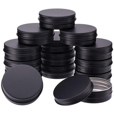 China Gift & Craft 2 oz Black Empty Round Aluminum Candle Tin Can Gel Cosmetic Cream Jar With Lids For Candle Making Lip Balm Gifts for sale