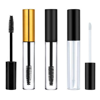 China 10ml Cosmetic Empty Eyelash Serum Lip Gloss Mascara Wand Refillable Clear Plastic Tube For Mascara Eyelash Growth Oil With Brush for sale