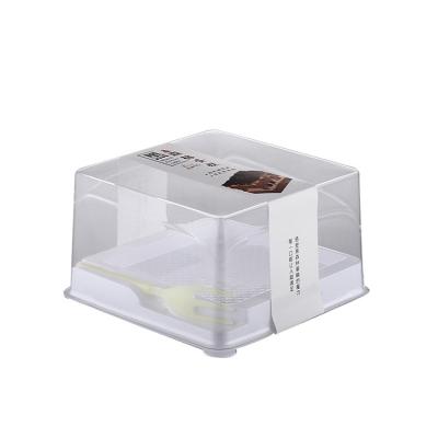 China Gift Box Disposable Clear Plastic Cupcake Cube Boxed Blister Cake Dessert Rectangle Mousse Transparent Cake Box for sale