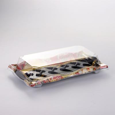 China Wholesale Disposable Square Food Plastic Sushi Custom Printed Packaging Box With Plastic Lid for sale