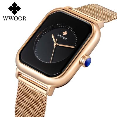 China Custom Stylish Logo Owm Your Brand Stainless Steel Mesh Band Quartz Steel Wristwatches Women Watches Fashion Water Resistant Beautiful for sale