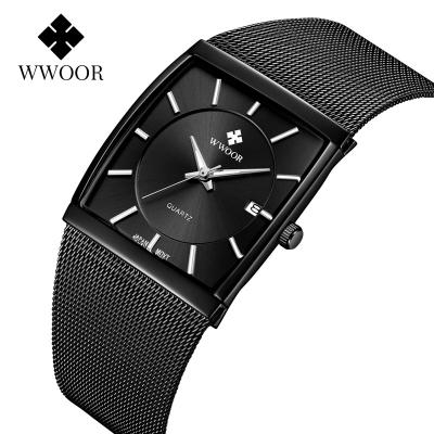 China Hot Top Brand WWOOR 8831 Automatic Date Mens Wrist Watch Classics Steel Band Luxury Square Dial Watches Custom Logo OEM Watch Quartz Men for sale