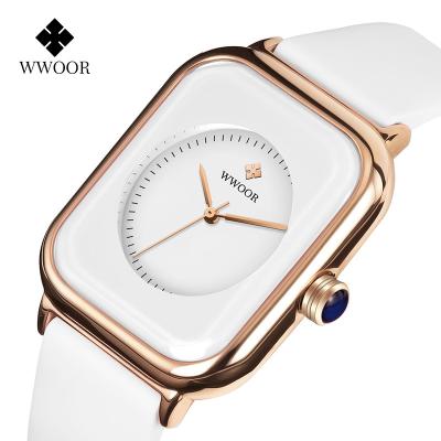 China Hot Selling Water Resistant Fashion Ladies Wristwatches Silicone Band Watches Square Quartz Simple Dial Waterproof Stylish Minimalist Wrist Watch for sale