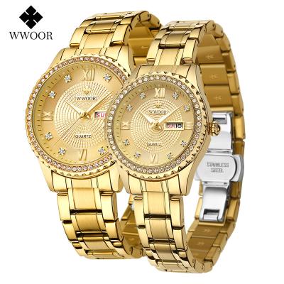 China Wholesale Luxury Business Men's Diamond Dial Quartz Watches Women's Watch Brand WWOOR 8858 Automatic Date Wrist Couple Watch Clock For Lover for sale