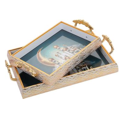 China Wholesales High Quality Home.Restaurant.Bar.Hotel.Super Markets Promotions Style New Leaf Food Tray For Hotel Restaurant Home Serving Tray With Handle for sale