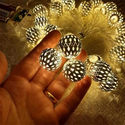 China Battery Operated LED String Fairy Light Morocco String Ball LED Light Outdoor Holiday Party Christmas Home Decoration for Waterproof Ball String Lights for sale