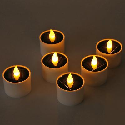 China Outdoor Waterproof Romantic Atmosphere Solar Flameless Wedding Party Solar Flameless Romantic Atmosphere Garden Patio Light Candle LED Decorative Light for sale