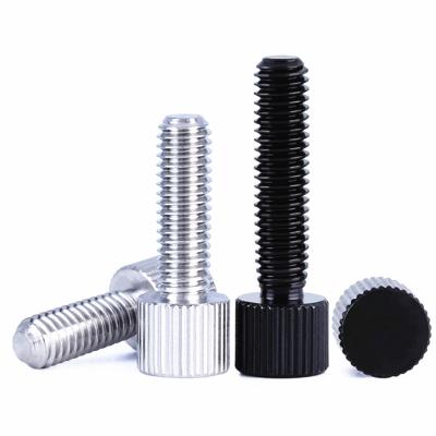 China M2.5 M3 M4 M5 M6 304 Stainless Steel Flat M2 / Carbon Steel / Aluminum Inch Screws Flat Head Manual Knurled Hand Tighten Screw Bolt for sale