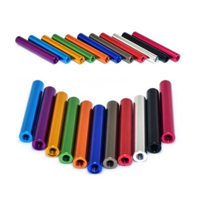 China Flat Aluminum M2 M2.5 M3 M4 M5 M6 Round Standoffs Hex Aluminum Standoff Spacer Column Stud Extend Threaded Standoffs Anodized 11 Color for sale