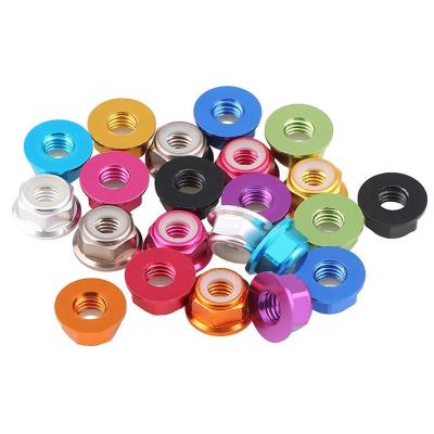 China General Industry Anodized M2 M2.5 M3 M4 M5 M6 M8 Hex Flange Colored Aluminum Nylon Insert Locknut Self-Locking Locknut For RC Model for sale