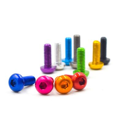 China ISO7380 7075 Aluminum Round Head Screw M3 Anodized Colored Aluminum Hex Socket Button Head Screw Bolt for sale