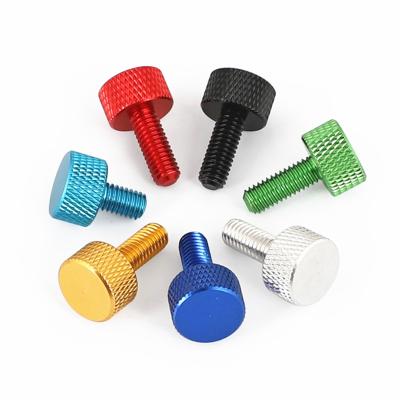 China High Precision Stainless Steel Knurled Flat Bronze Brass Custom Round Flat Head Anodized Thumb Aluminum Knurled Screw Bolts for sale