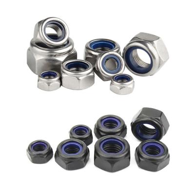 China M2 M2.5 M3 M4 M5 M6 M8 M10 M12 Heavy Industry 304 Stainless Steel DIN985 Hex Nuts Locknut Slip Locknut Nylon Steel Black Self Locking Lock Nut for sale