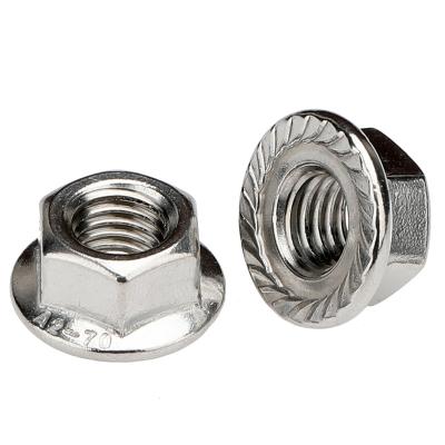 China DIN6923 304 Heavy Industry Stainless Steel Fine Threaded Hexagon Flange Nuts Serrated Self Locking Nut M8*1.0/M10*1.0/1.25, M12*1.25/1.5 for sale