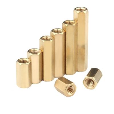 China Hex Flat Female to M2 M2.5 M3 M4 M5 Female Brass Standoff Brass Standoff Spacer Hexagonal Cavity Pillars for sale