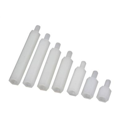 China M2 M2.5 M3 M4 M5 M6 White Black Male To Truss Nylon Plastic Spacer Pillars Hex Screw Standoff Spacer Nylon Flat Head Column Female for sale