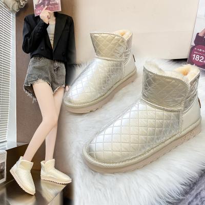 China Luxury New Style Fashionable Shoes Round Slip On Plush Ankle Boots Women's Winter Snow Boots for sale