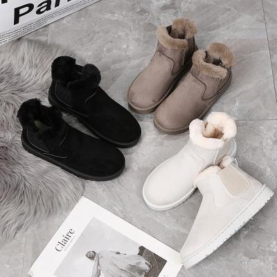 China Round Ankle Boots Women's Midi Plush Shoes Fashion Trendy Chelsea Slip On Winter Snow Boots for sale