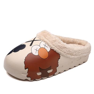 China Wholesale Unisex Pattern CUSHIONING Printed Warm Mens Womens Winter Bedroom Slippers Plush Yeezy Women Men Slips Cotton Slippers for sale