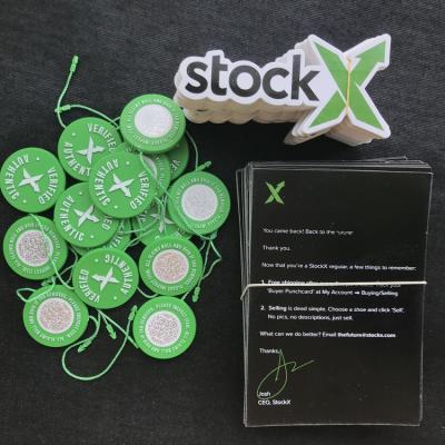 China Green Circular Yeezys OG Tag X Tag Stockx Running Card Stickers QR Code Checked Stockx Authentic X Buckle Accessories Shoe Tag Running Stock for sale