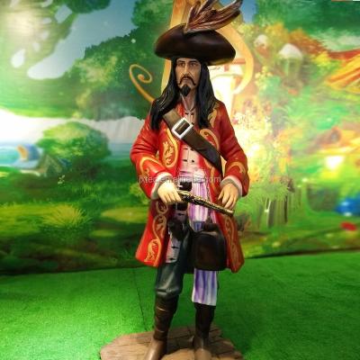 China Modern Handmade Hot Selling Garden Fiberglass Figure Pirate Captain Jack Sculpture for sale