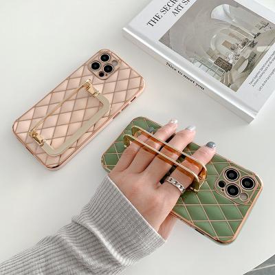 China Luxury Shockproof Electroplate Rhombus Lamb Metal Square Buckle Soft Support Phone Case For iPhone 13 12 Pro X XR XS Max 7 8 Cover for sale